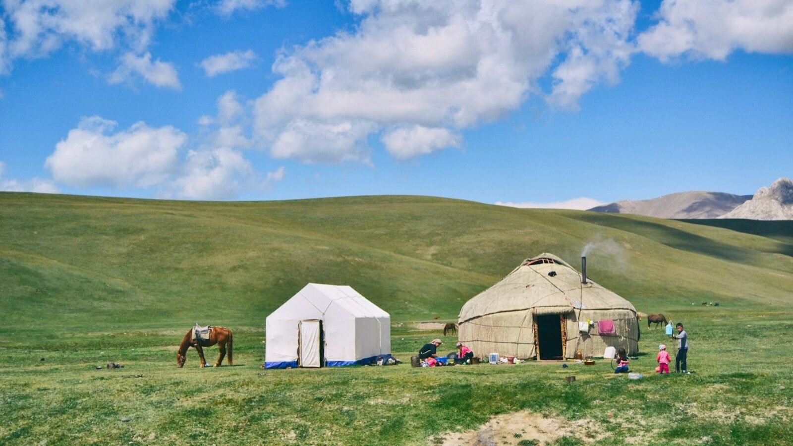 Yurts horses, Kyrgyzstan