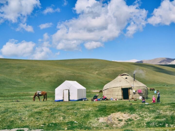 Yurts horses, Kyrgyzstan