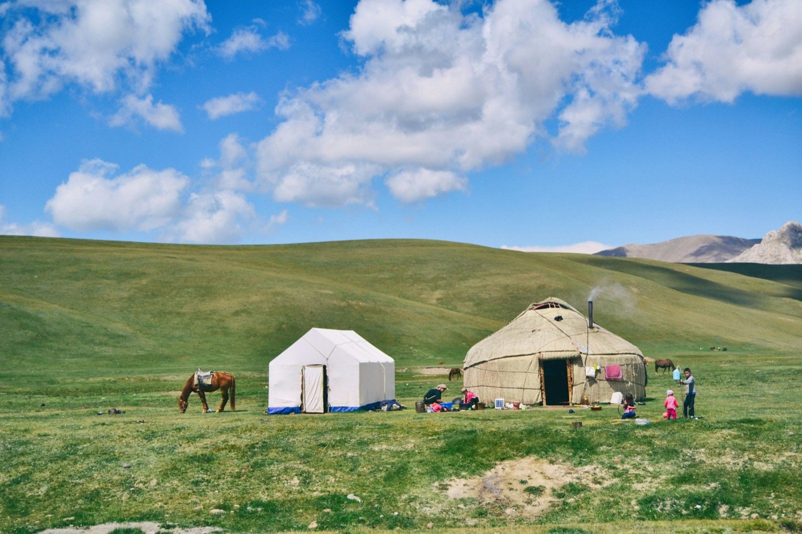 Yurts horses, Kyrgyzstan